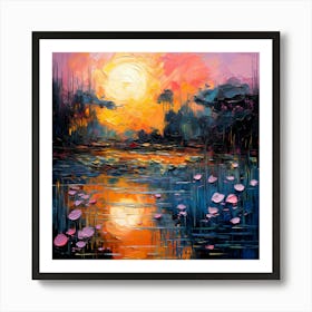 Monet's Tranquil Tides: Abstract Waters Art Print