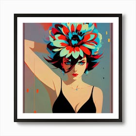 Girl With A Flower On Her Head Art Print