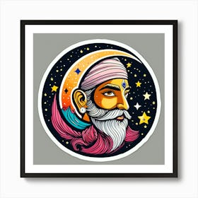 Portrait of a wise man with a long beard Art Print