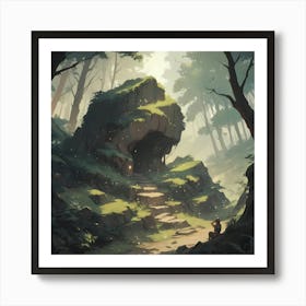 Cave In The Woods Art Print