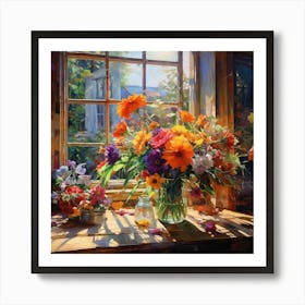 Flowers By The Window Art Print