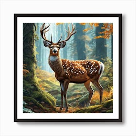 Deer In The Forest 130 Art Print