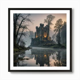 Castle By A Lake Affiche