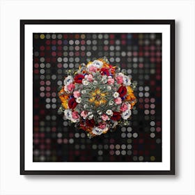 Vintage Narrow Leaved Spider Flower Wreath on Dot Bokeh Pattern n.0439 Art Print