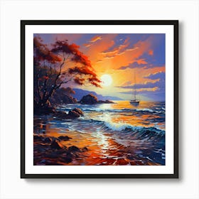 Sunset On The Beach Art Print