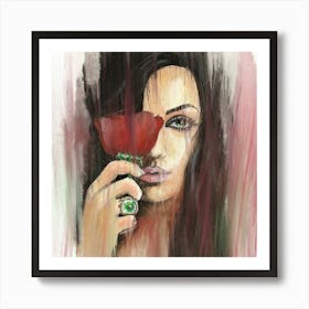 Girl with Rose Art Print