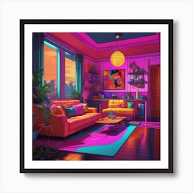 Neon Living Room Art Print