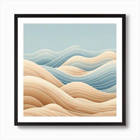 "Harmony in Repose"  Gentle dunes in warm beige transition to soothing waves of cerulean, evoking a serene landscape where land meets sea.  Embrace 'Harmony in Repose', a visual symphony of calm and balance. Ideal for those who seek to infuse their space with a sense of tranquility and a touch of nature's fluidity, this artwork is a gentle reminder of the peaceful coexistence between different elements. Art Print