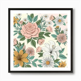 Floral Seamless Pattern Art Print