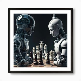 Two Robots Playing Chess Art Print