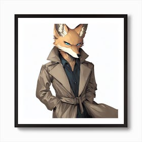 Tan trech coat fox Art Print
