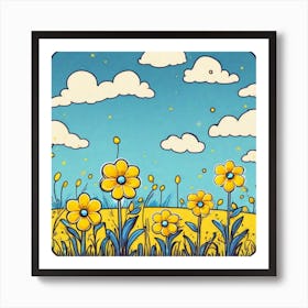 Field Of Yellow Flowers 44 Art Print