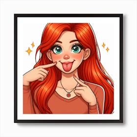 Redhead long hair Art Print