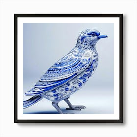 Blue And White Pigeon Art Print