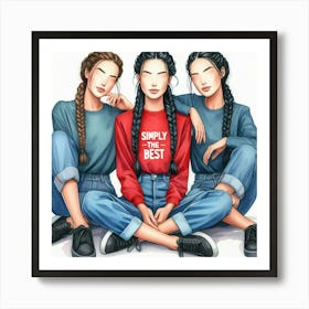 3 faceless sisters Art Print