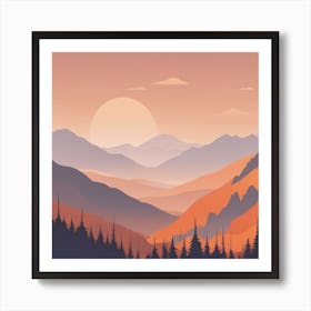 Misty mountains background in orange tone 27 Art Print