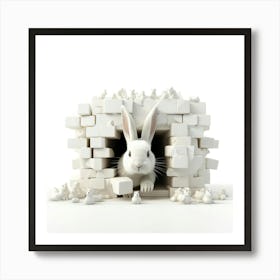 White Rabbit In A Brick Wall Art Print