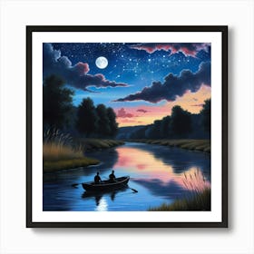 Night On The River Art Print