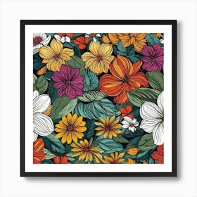 Floral Seamless Pattern 2 Art Print