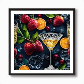 Champagne And Fruit Art Print