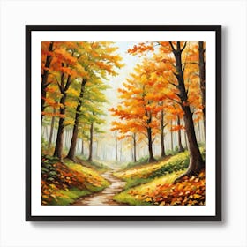 Forest In Autumn In Minimalist Style Square Composition 66 Art Print