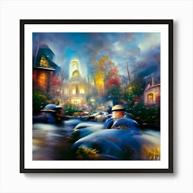 Disneyland At Night Art Print