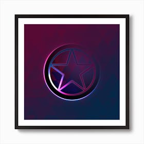 Geometric Neon Glyph on Jewel Tone Triangle Pattern 076 Art Print