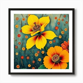 Gustav klimt flower art 3 Art Print