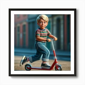 Boy on Scooter 1 Art Print