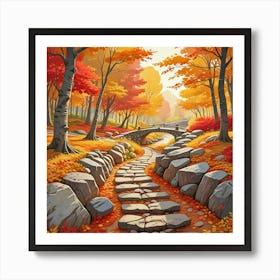 Whimsical Fall In Forest Road Art Print (5) Art Print