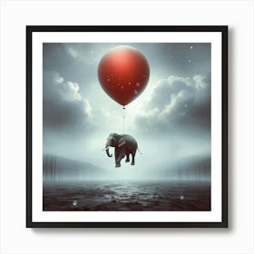 Elephant With A Balloon Art Print