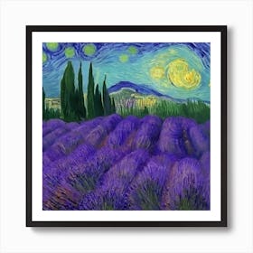 Lavender Fields At Sunset Art Print