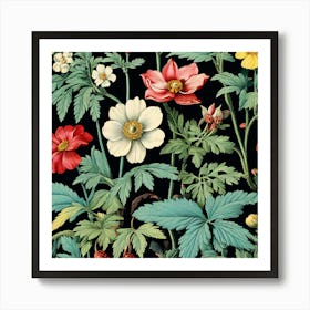 flowers , A Vintage Botanical Illustration Of Flowers And Plants art print 3 Art Print