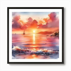 Sunset On The Sea Art Print