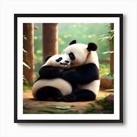 Panda Bears Hugging Art Print