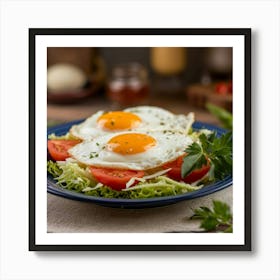 Fried Eggs On A Plate Art Print