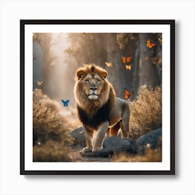 Lion In The Forest Art Print