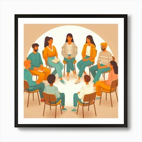 Group Of People In A Circle 1 Art Print