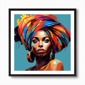 African Woman With Colorful Turban Art Print