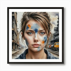 Girl With Paint On Her Face 1 Poster