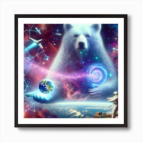 Polar Bear In Space Art Print