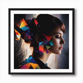 Woman With Colorful Triangles Art Print