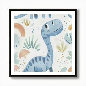 Cute Muted Diplodocus Dinosaur 2 Art Print