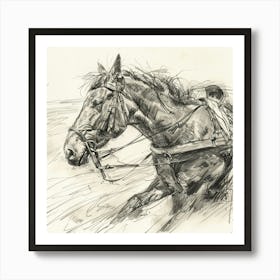 Horse Pulling A Wagon Art Print