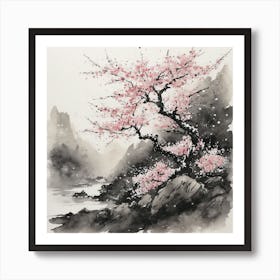 Cherry Blossom Tree Watercolor Painting 2 Art Print