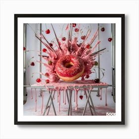 Cherry Donut Art Print