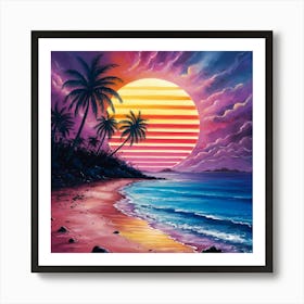 Sunset At The Beach 1 Art Print