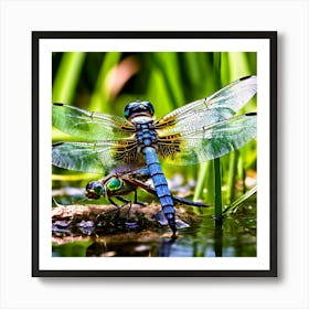 Nature Dragonfly Mating Couple Insect Sitting Duck Pond Lively Dvd Fauna Wild Animal Gras (3) Art Print