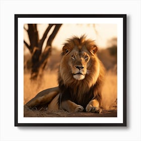 Lion on Savannah Art Print