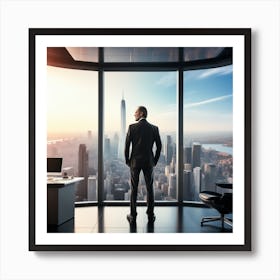 Businessman Looking Out Of Window 1 Art Print